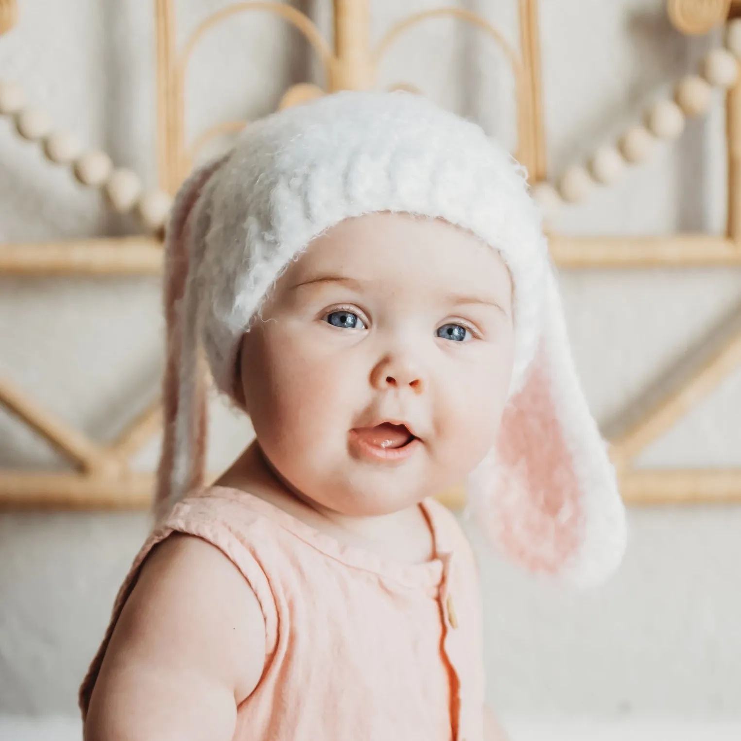 Lop Ear Bunny White Beanie Hat for Babies, Toddlers & Kids