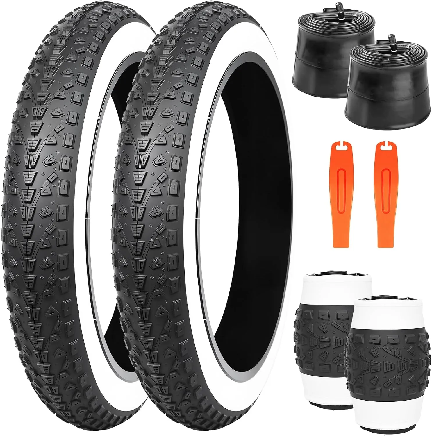 MEGHNA Bike Tire 20/24 x 3.0 inch Mountain Bike Fat Tire 76-406 Foldable Tire Knobby Anti - Slip Replacement for Snow Bike Kids Bike
