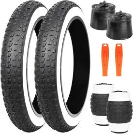 MEGHNA Bike Tire 20/24 x 3.0 inch Mountain Bike Fat Tire 76-406 Foldable Tire Knobby Anti - Slip Replacement for Snow Bike Kids Bike