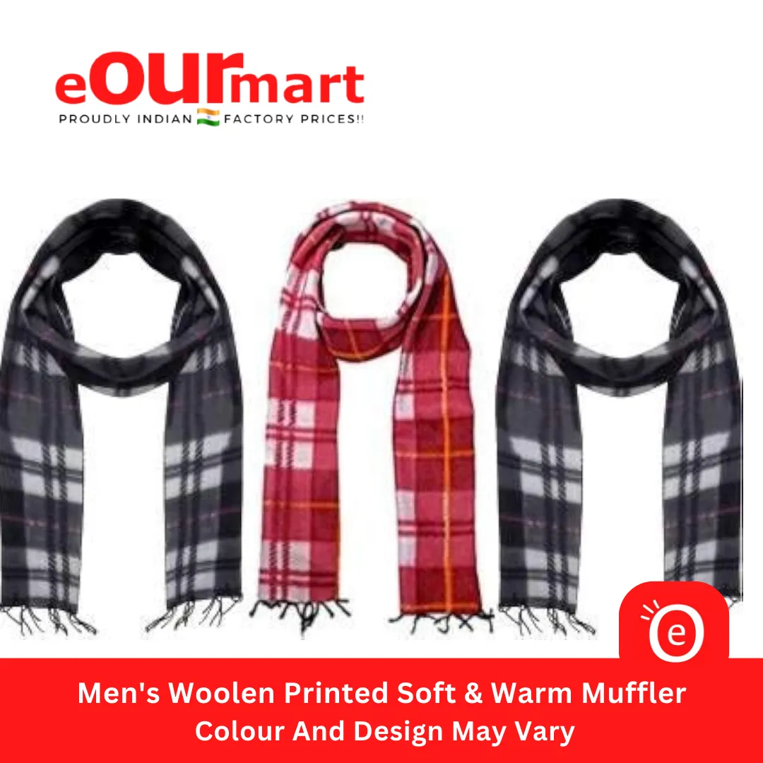 Men's Woolen Printed Soft & Warm Muffler/Colour And Design May Vary