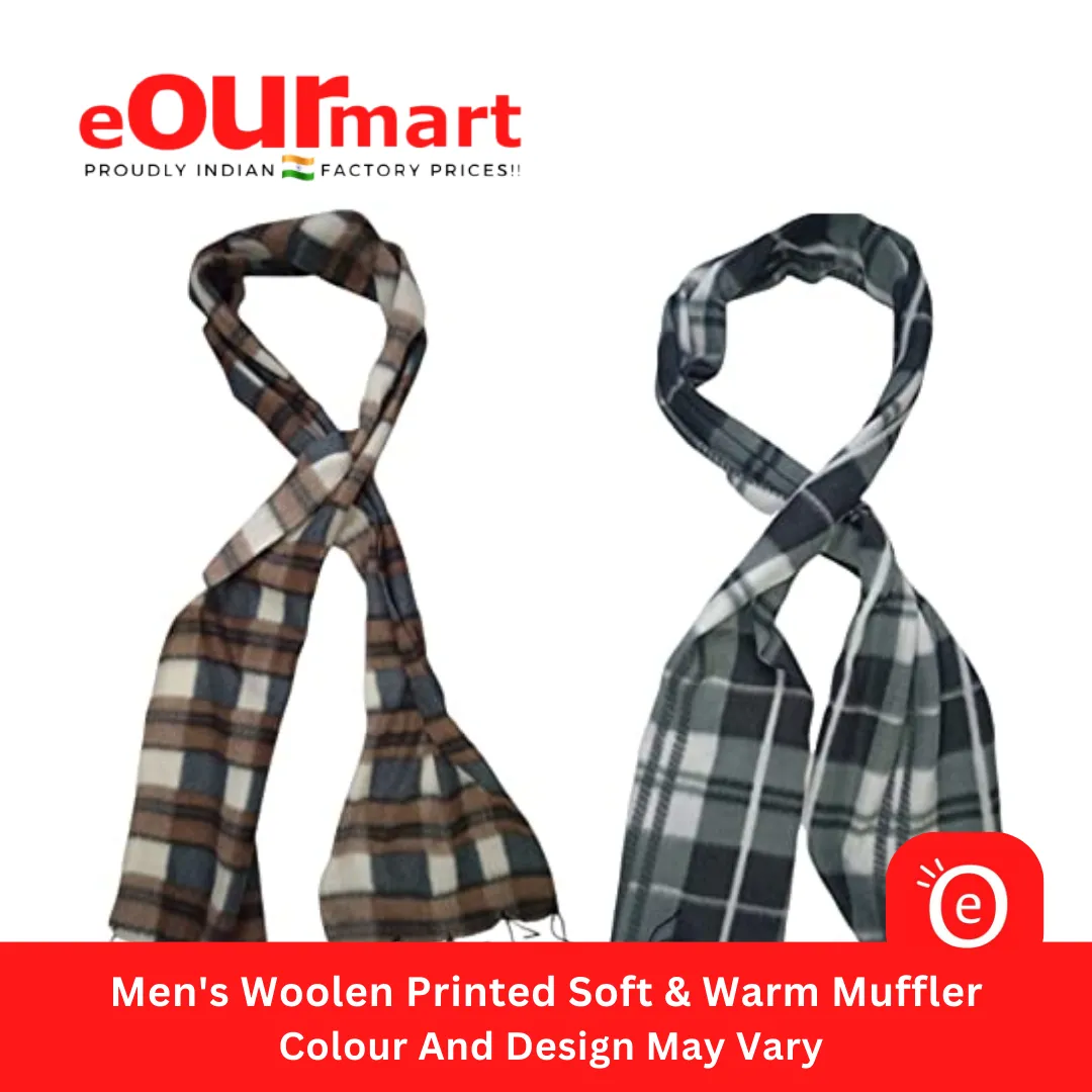 Men's Woolen Printed Soft & Warm Muffler/Colour And Design May Vary
