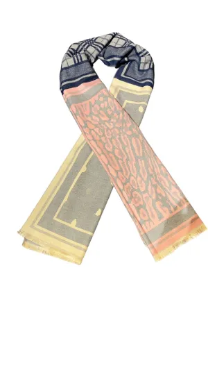 MULTI PRINT PINK NAVY SCARF