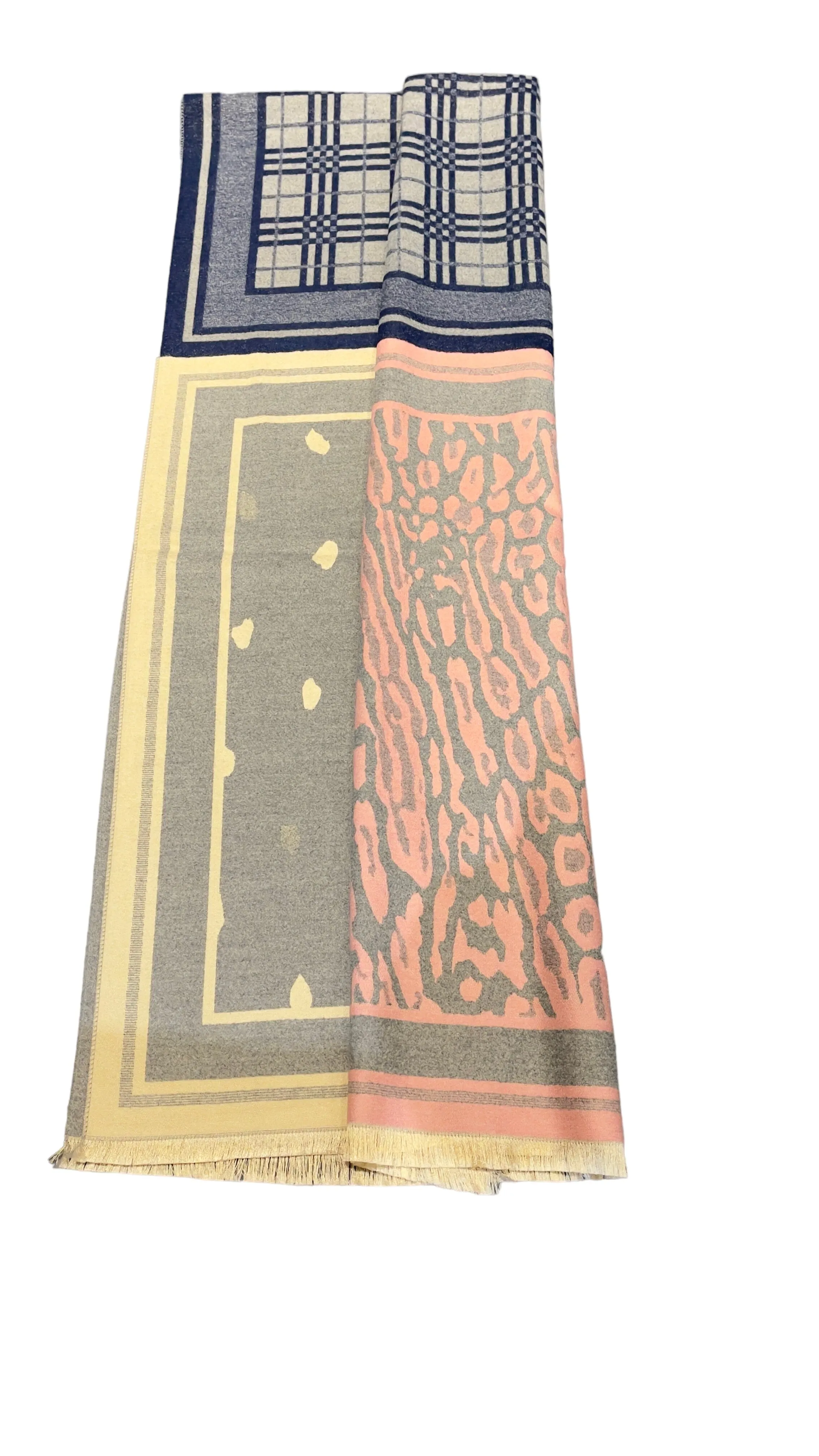 MULTI PRINT PINK NAVY SCARF