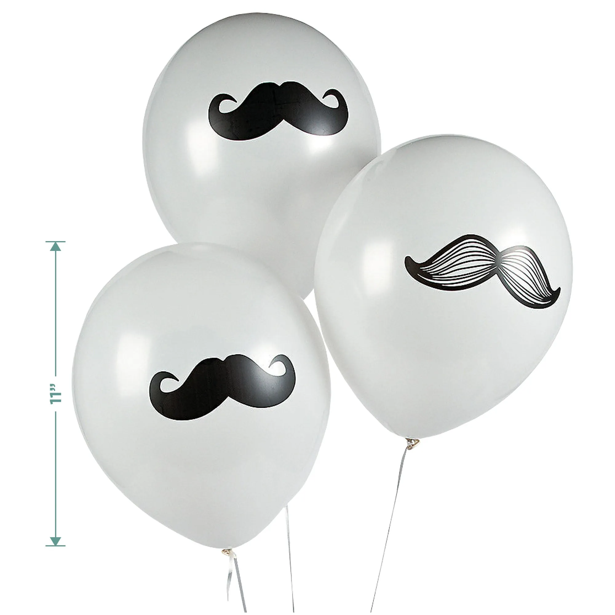 Mustache Party Pack - Black and White Moustache Paper Dessert Plates, Napkins, Table Cover Set, and Balloon Set (Serves 16)