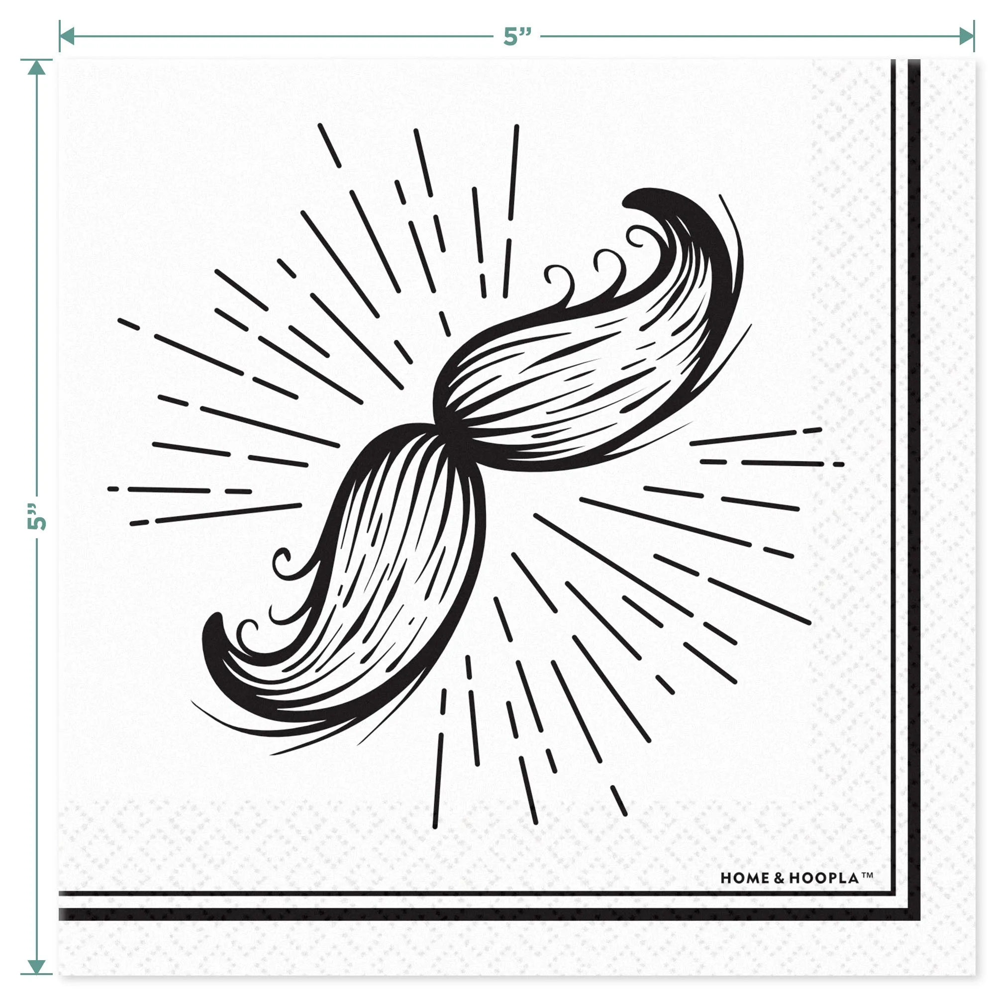 Mustache Party Pack - Black and White Moustache Paper Dessert Plates, Napkins, Table Cover Set, and Balloon Set (Serves 16)