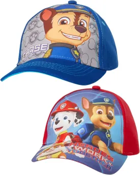 Nickelodeon Boys' Paw Patrol Baseball Cap - 2 Pack Chase, Marshall, Rubble Curved Brim Strap Back Hat (2T-7)
