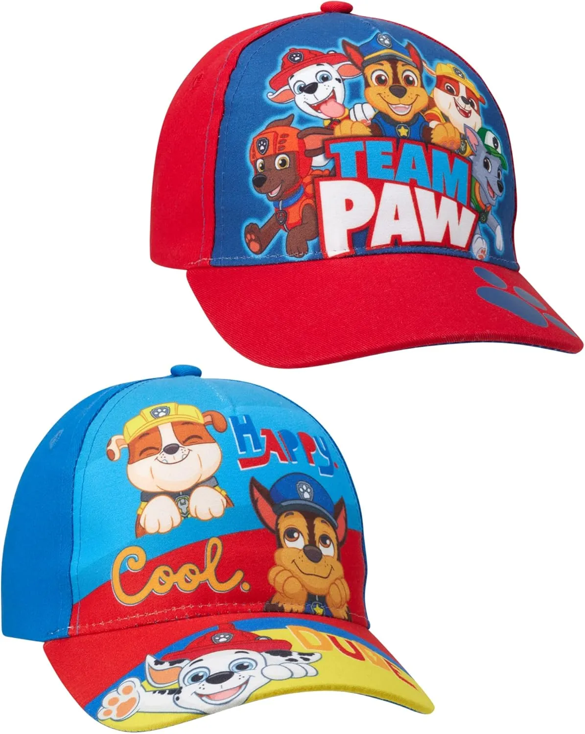 Nickelodeon Boys' Paw Patrol Baseball Cap - 2 Pack Chase, Marshall, Rubble Curved Brim Strap Back Hat (2T-7)
