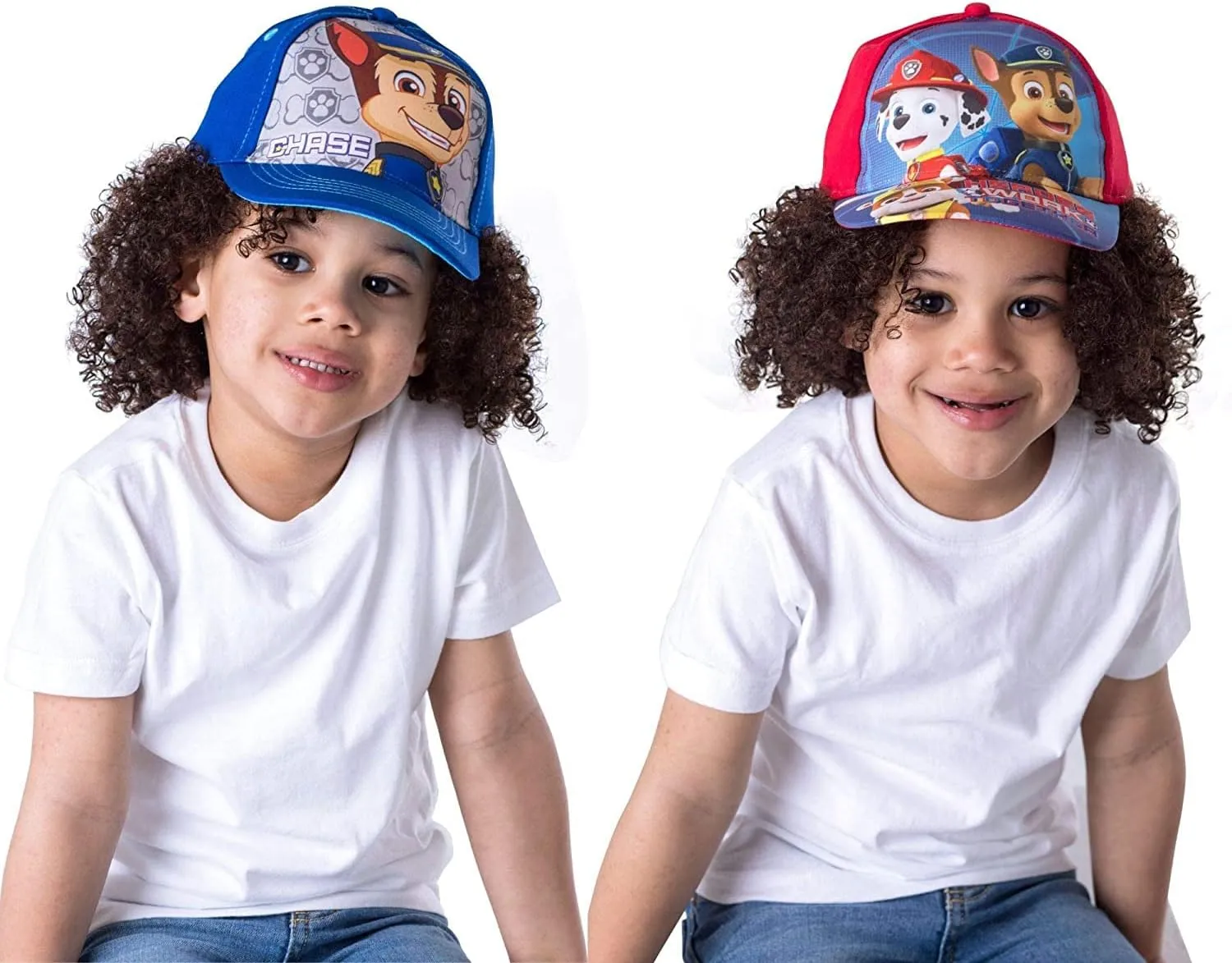 Nickelodeon Boys' Paw Patrol Baseball Cap - 2 Pack Chase, Marshall, Rubble Curved Brim Strap Back Hat (2T-7)