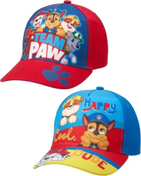 Nickelodeon Boys' Paw Patrol Baseball Cap - 2 Pack Chase, Marshall, Rubble Curved Brim Strap Back Hat (2T-7)