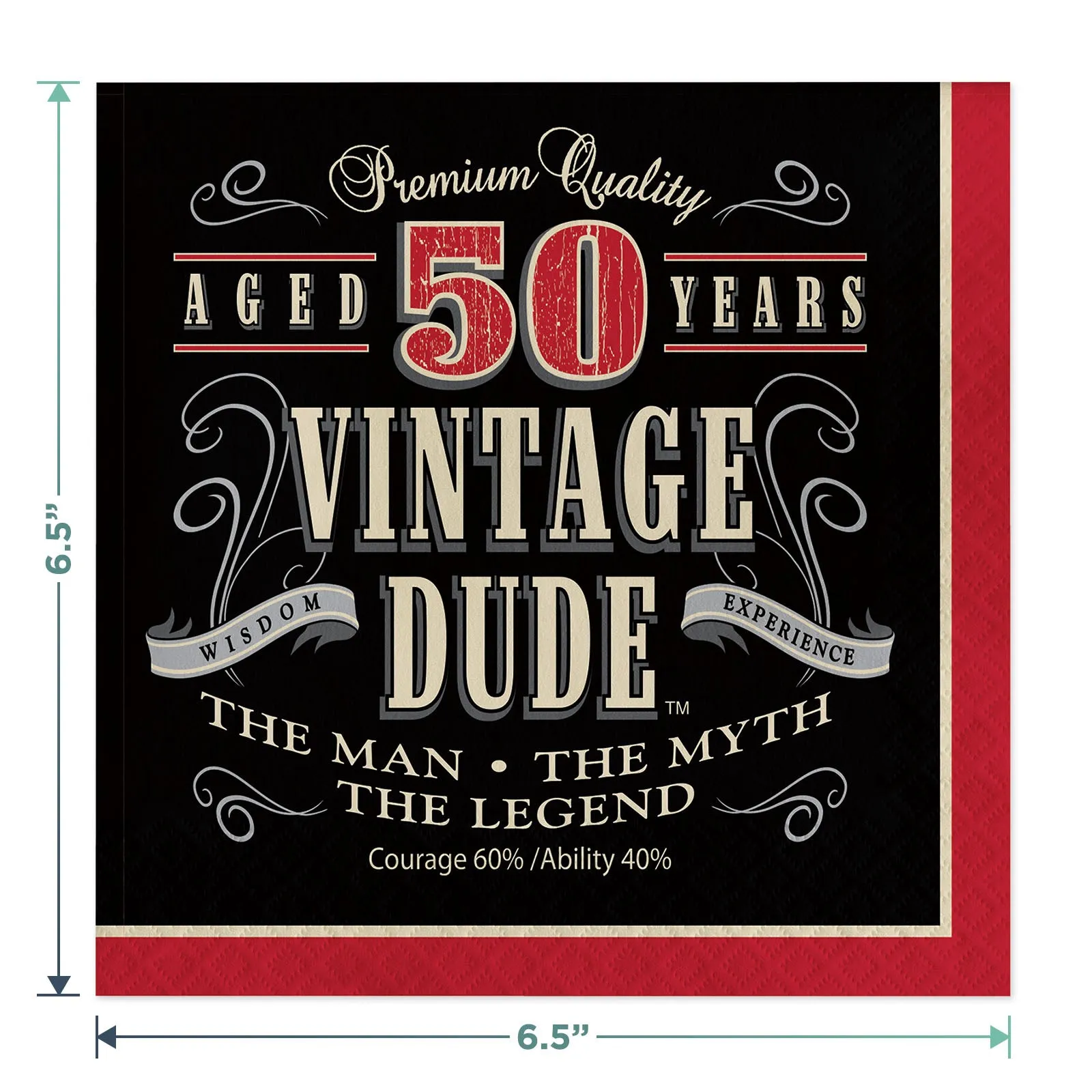 Old Man Vintage Dude Party Supplies - 50th Milestone Dessert Plates, Napkins, and Forks (Serves 16)