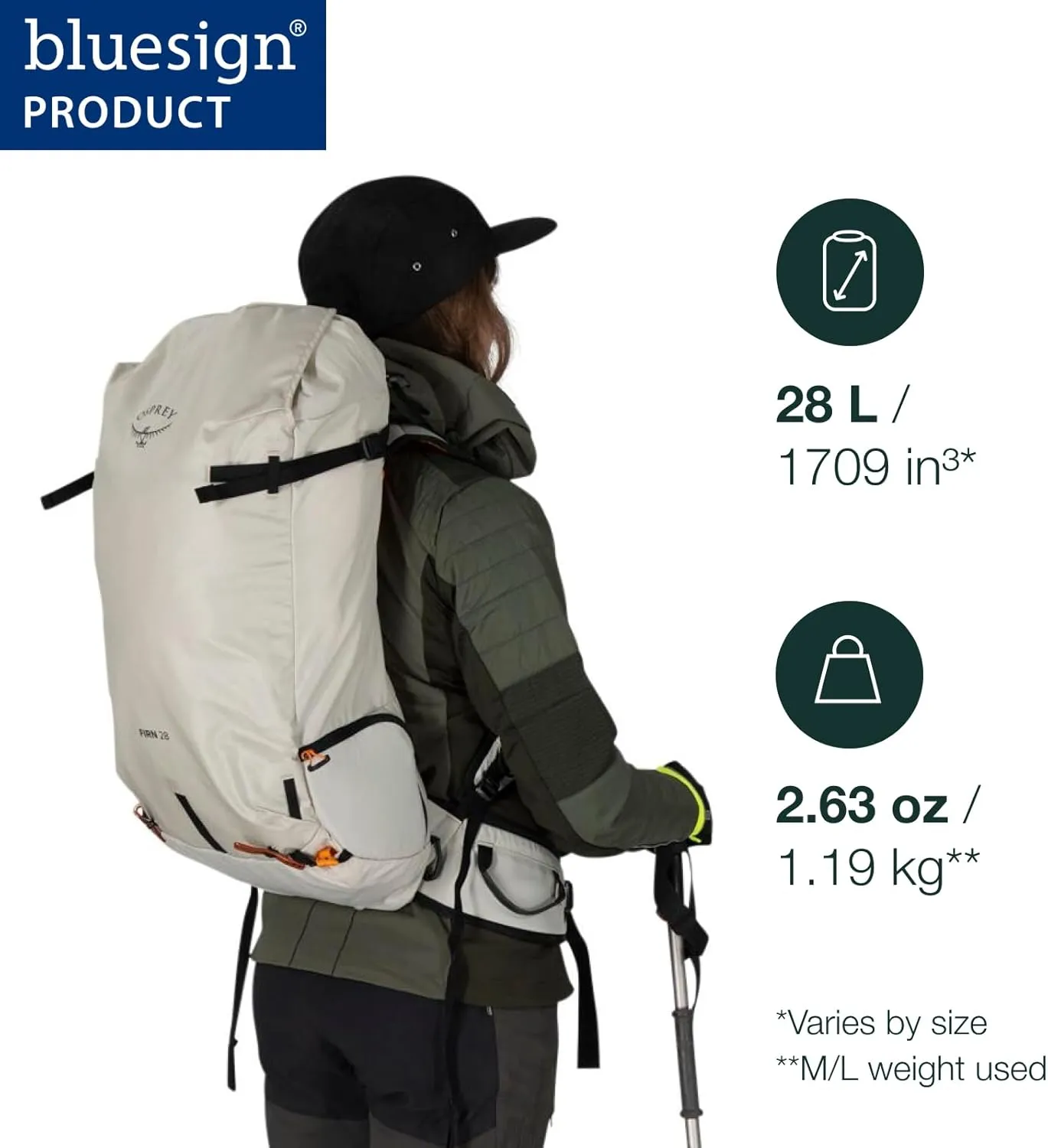 Osprey Firn 28L Ski and Snowboard Backpack, Sandy Grey/Tequila Orange, Medium/Large