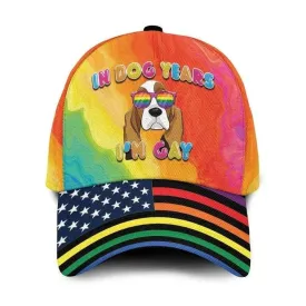 Pride Rainbow Colors Baseball Cap, Beagle In Dog Years I'm Gay LGBT 3D Print Baseball Cap Hat