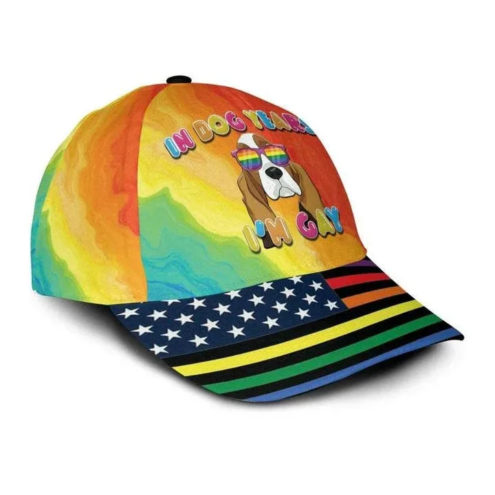 Pride Rainbow Colors Baseball Cap, Beagle In Dog Years I'm Gay LGBT 3D Print Baseball Cap Hat