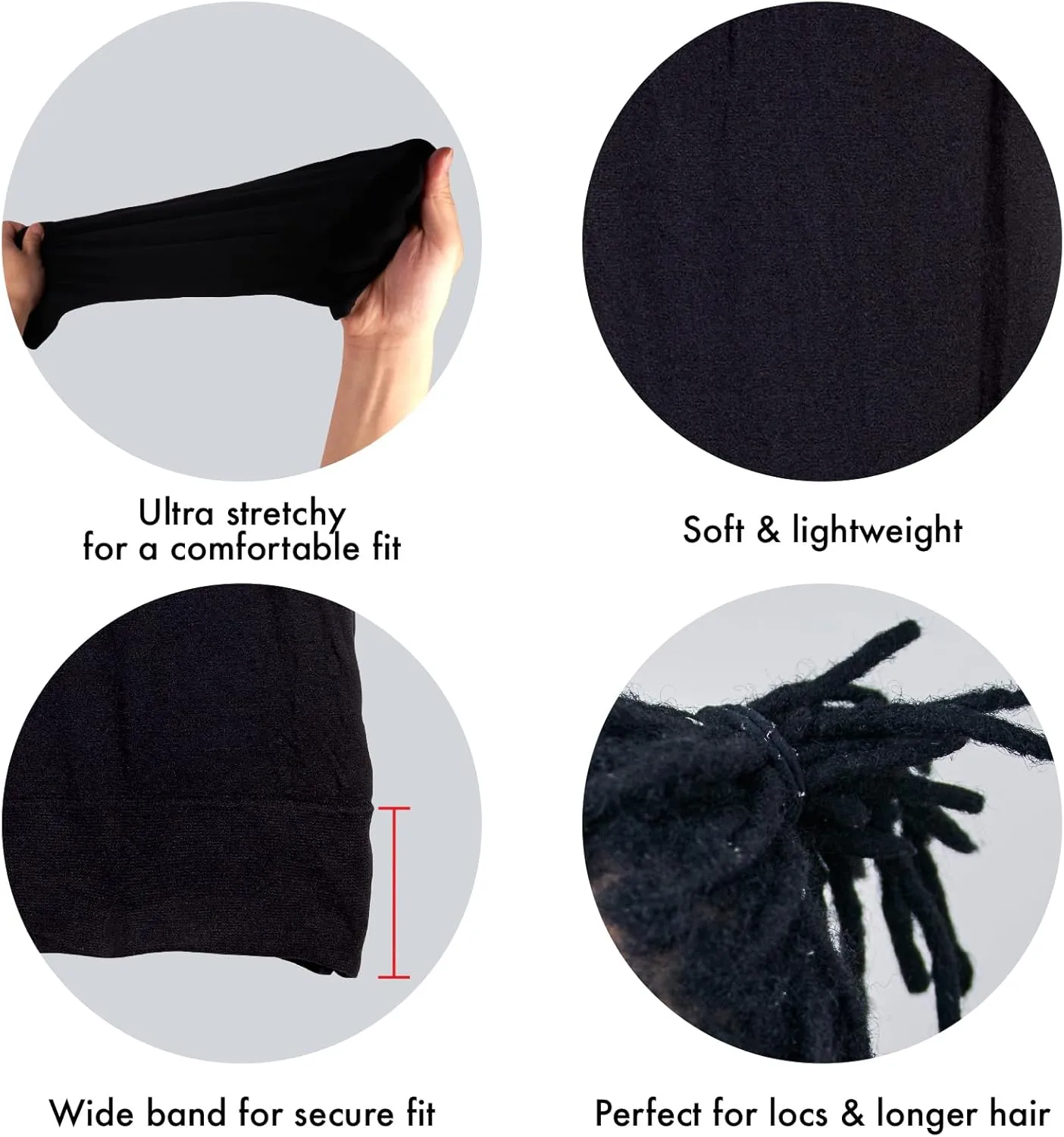 Red by Kiss Dreadlock Stocking Cap, Secure Stretchy Fit for Long & Locs Hair, Soft & Lightweight, Breakage & Lint Protection