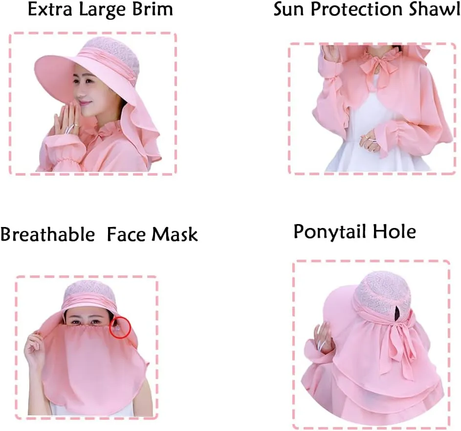 Roll Up Wide Brim Sun Visor UPF 50  UV Protection Sun Hat with Neck Protector