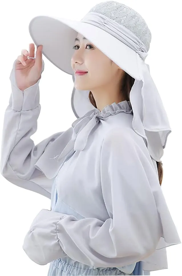 Roll Up Wide Brim Sun Visor UPF 50  UV Protection Sun Hat with Neck Protector