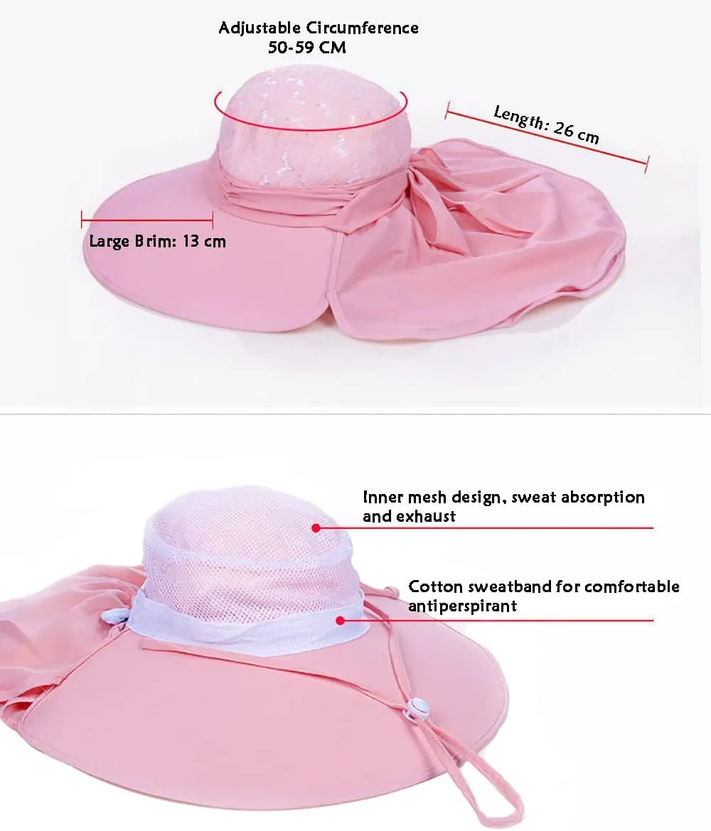 Roll Up Wide Brim Sun Visor UPF 50  UV Protection Sun Hat with Neck Protector