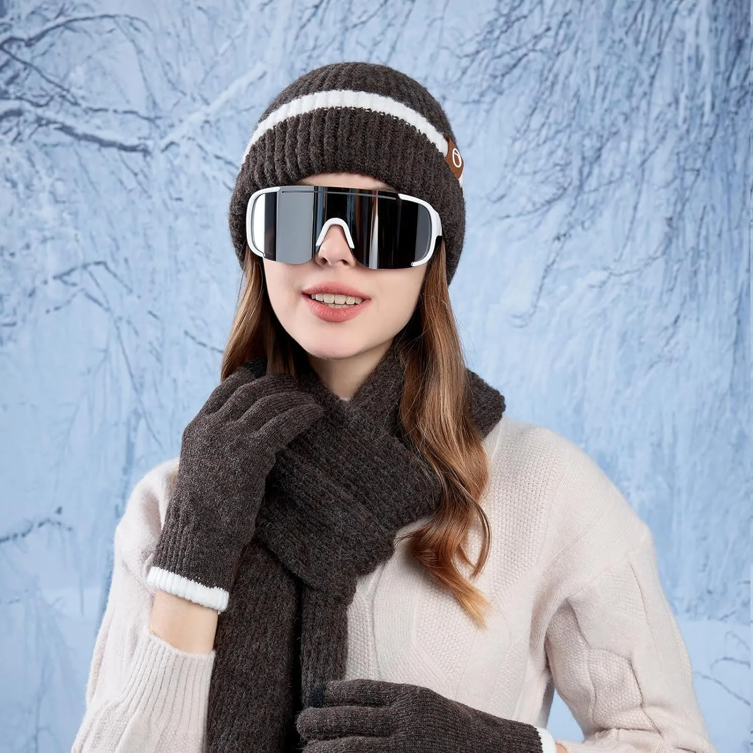 Rosoz Beanie Hats for Women Beanie Hats Warm Knit Thick Fleece Lined Skull Cap Gifts for Women