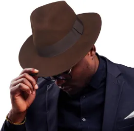 Ruphedy Wool Fedora Hats for Men Women Wide Brim Felt Panama Hat