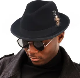 Ruphedy Wool Fedora Hats for Men Women Wide Brim Felt Panama Hat