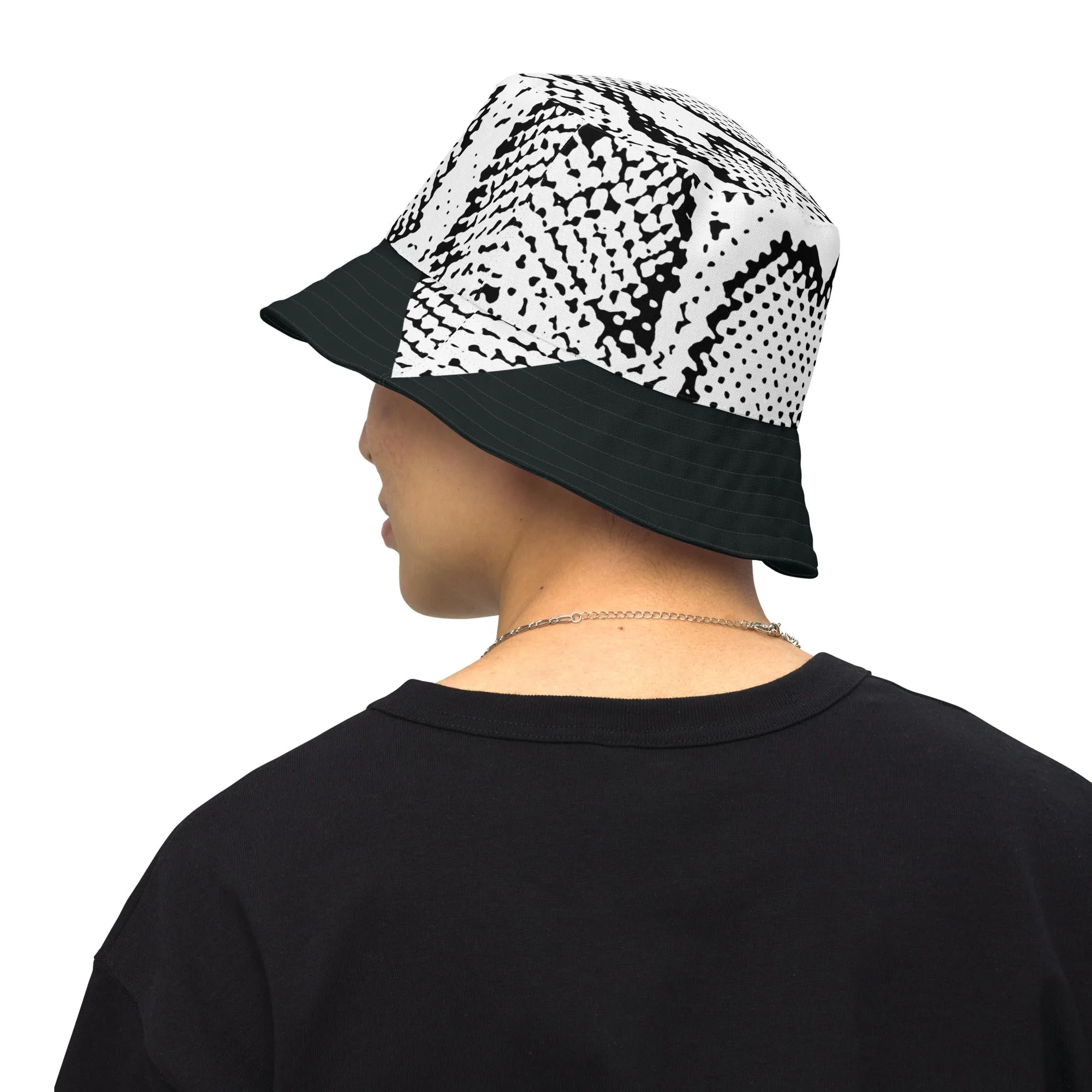 Sleek Snakeskin Bucket Hat with Black Trim, lioness-love