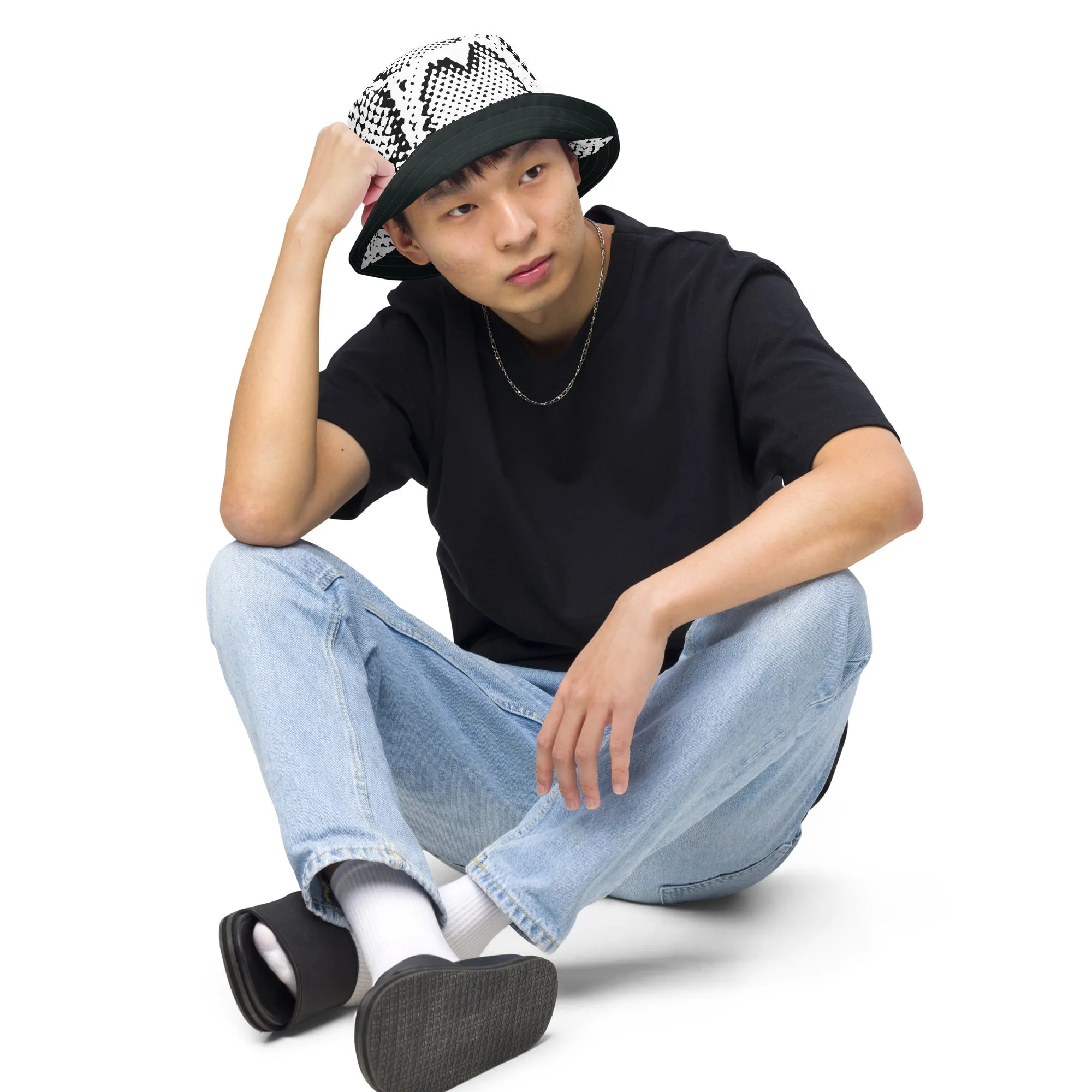 Sleek Snakeskin Bucket Hat with Black Trim, lioness-love