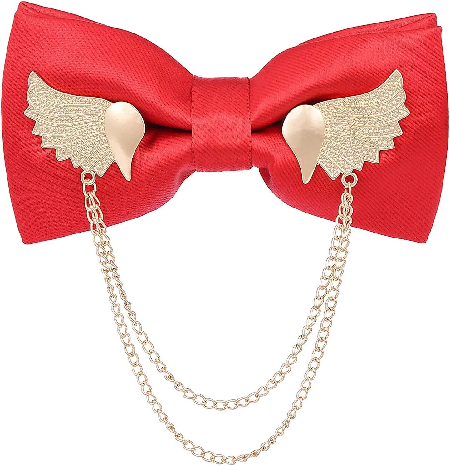 Solid Bow Tie Metal Golden Wing Bowties Hanky Set Tuxedo Banquet Neck Tie