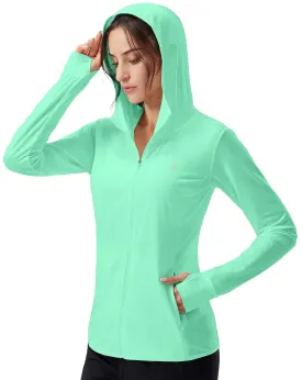 Soothfeel Women's UPF 50  Sun Protection Hoodie Jacket Lightweight Long Sleeve Sun Shirt for Women with Pocket Hiking Outdoor