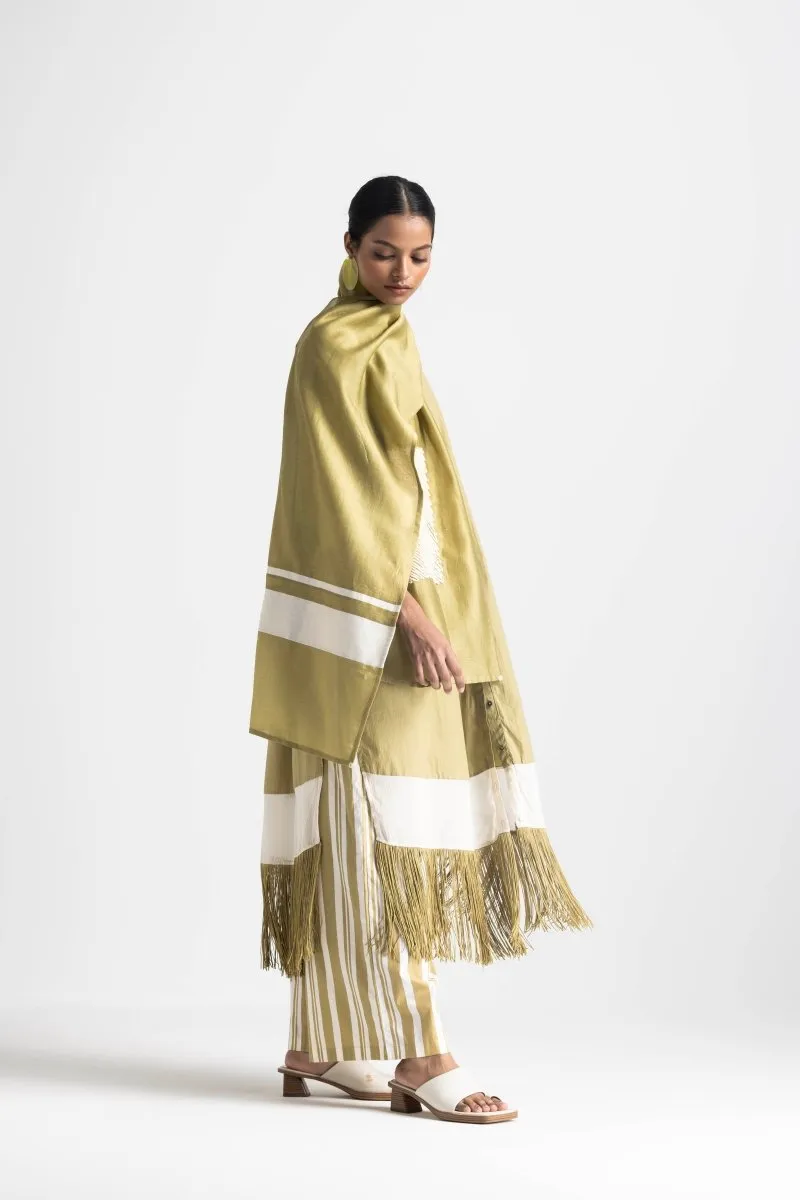 Square Emb. Scarf - Moss Green