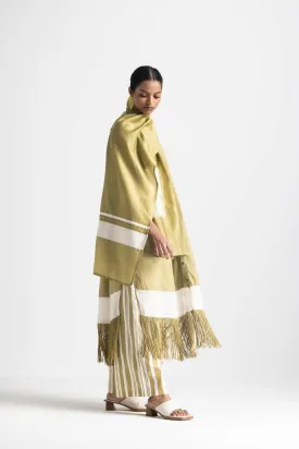 Square Emb. Scarf - Moss Green