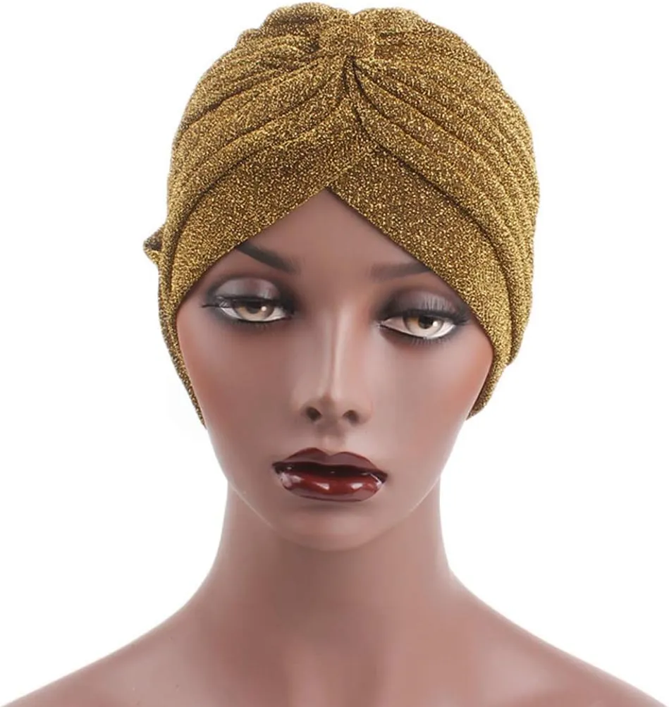 Surkat Shiny Flower Turban Shimmer Chemo Cap Hairwrap Headwear Beanie Hair Scarf