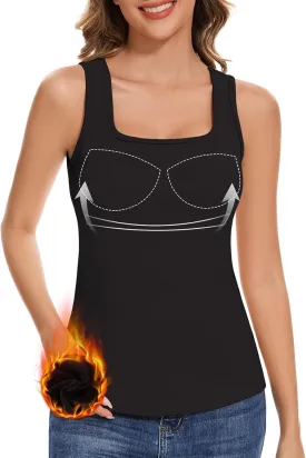 Thermal Tank Top Fleece Lined Shirt Camisole Sleeveless Thermal Top Vest Warm Undershirt Base Layer Women Cold Weather