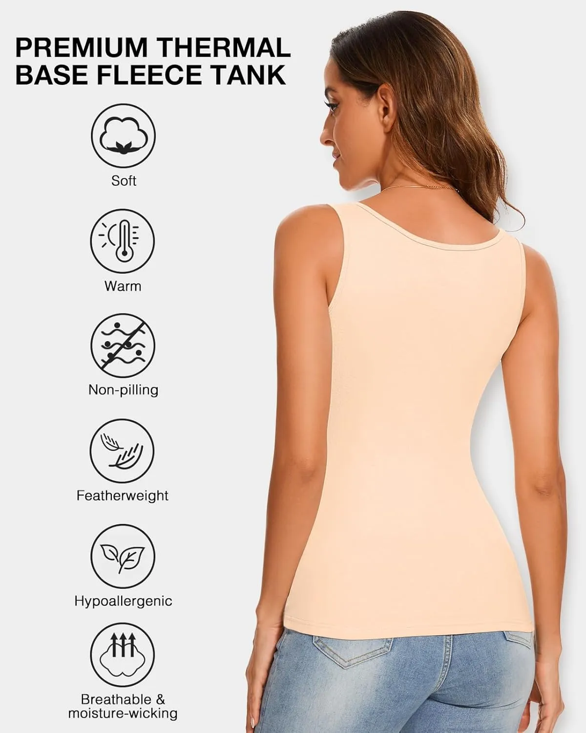 Thermal Tank Top Fleece Lined Shirt Camisole Sleeveless Thermal Top Vest Warm Undershirt Base Layer Women Cold Weather