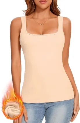 Thermal Tank Top Fleece Lined Shirt Camisole Sleeveless Thermal Top Vest Warm Undershirt Base Layer Women Cold Weather