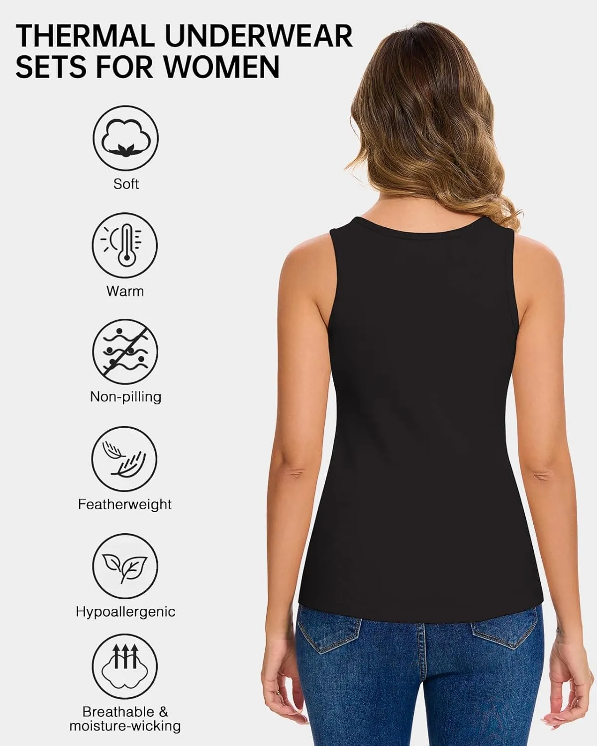 Thermal Tank Top Fleece Lined Shirt Camisole Sleeveless Thermal Top Vest Warm Undershirt Base Layer Women Cold Weather