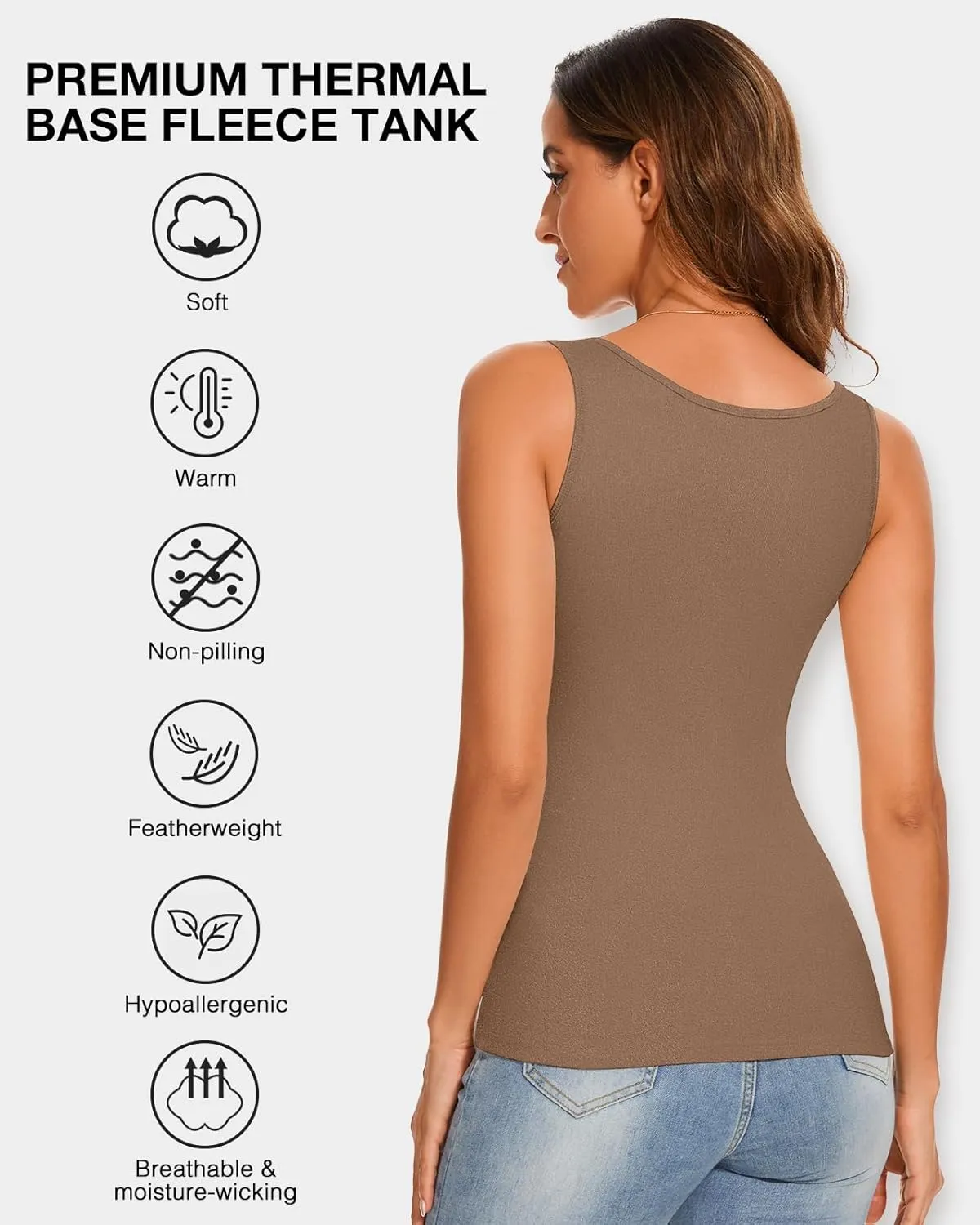 Thermal Tank Top Fleece Lined Shirt Camisole Sleeveless Thermal Top Vest Warm Undershirt Base Layer Women Cold Weather