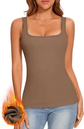 Thermal Tank Top Fleece Lined Shirt Camisole Sleeveless Thermal Top Vest Warm Undershirt Base Layer Women Cold Weather