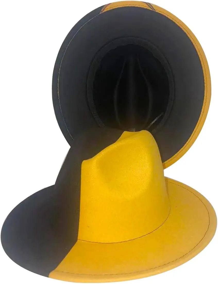 Two-Tone Fedora Hat - Cotton-Polyester Unisex Jazz Style for Spring/Autumn Outdoor Wear