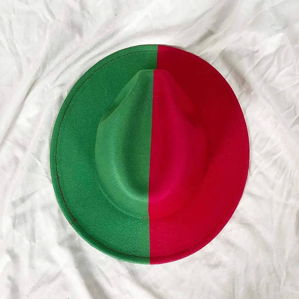 Two-Tone Fedora Hat - Cotton-Polyester Unisex Jazz Style for Spring/Autumn Outdoor Wear