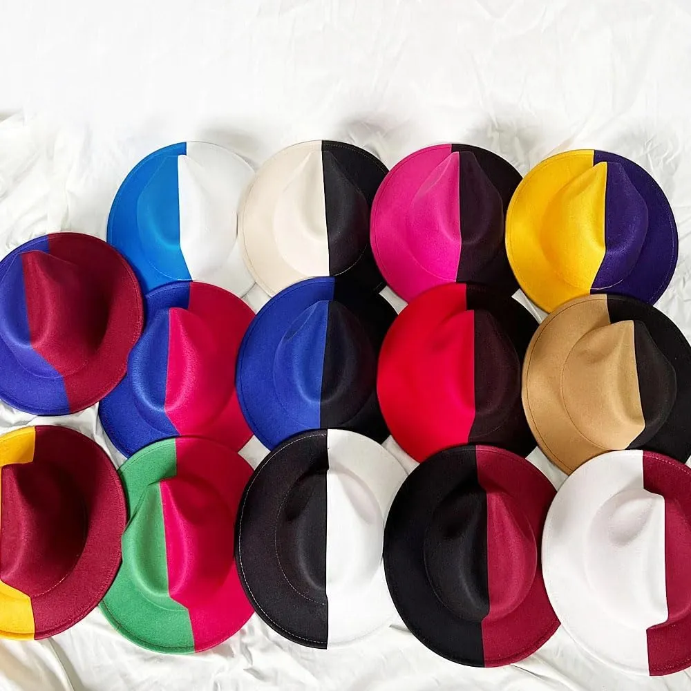 Two-Tone Fedora Hat - Cotton-Polyester Unisex Jazz Style for Spring/Autumn Outdoor Wear
