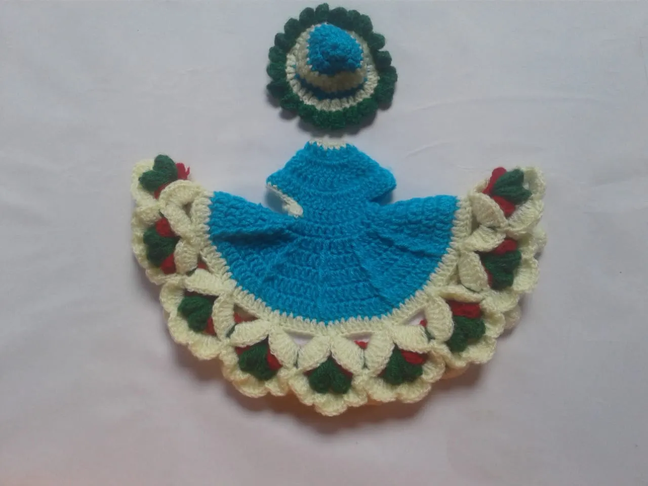 Unique and Beautiful Woollen Multicolor Handmade Kanhaa Ji Dress Size No. 2 - 3