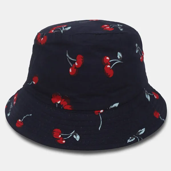 Unisex Reversible Packable Bucket Hat Cherry Fruit Printting