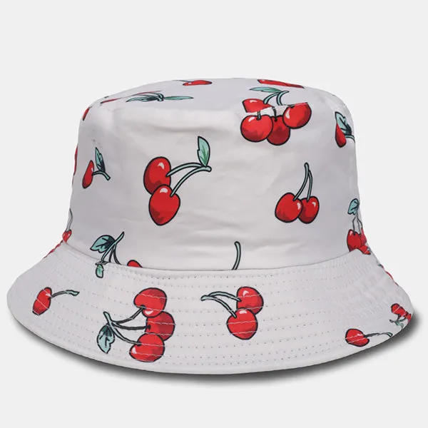 Unisex Reversible Packable Bucket Hat Cherry Fruit Printting