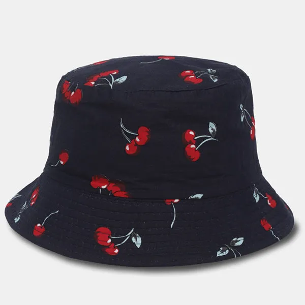 Unisex Reversible Packable Bucket Hat Cherry Fruit Printting
