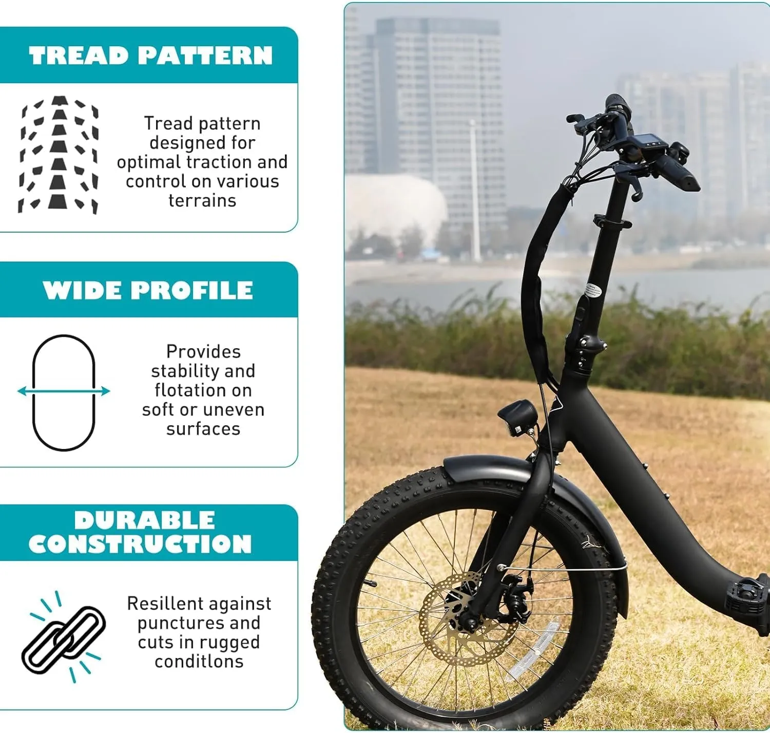 ZUKKA Bike Tire 20/24/26 x 3.0 Fat Bike Tire 1/2 Pack Replacement Tire Folding Mountain Bike Tire High-Density Bike Tires for Snow Beach BMX MTB Electric Bike